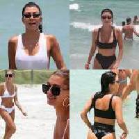 Kourtney Kardashian and Hailey Baldwin show off their bikini bodies in Miami